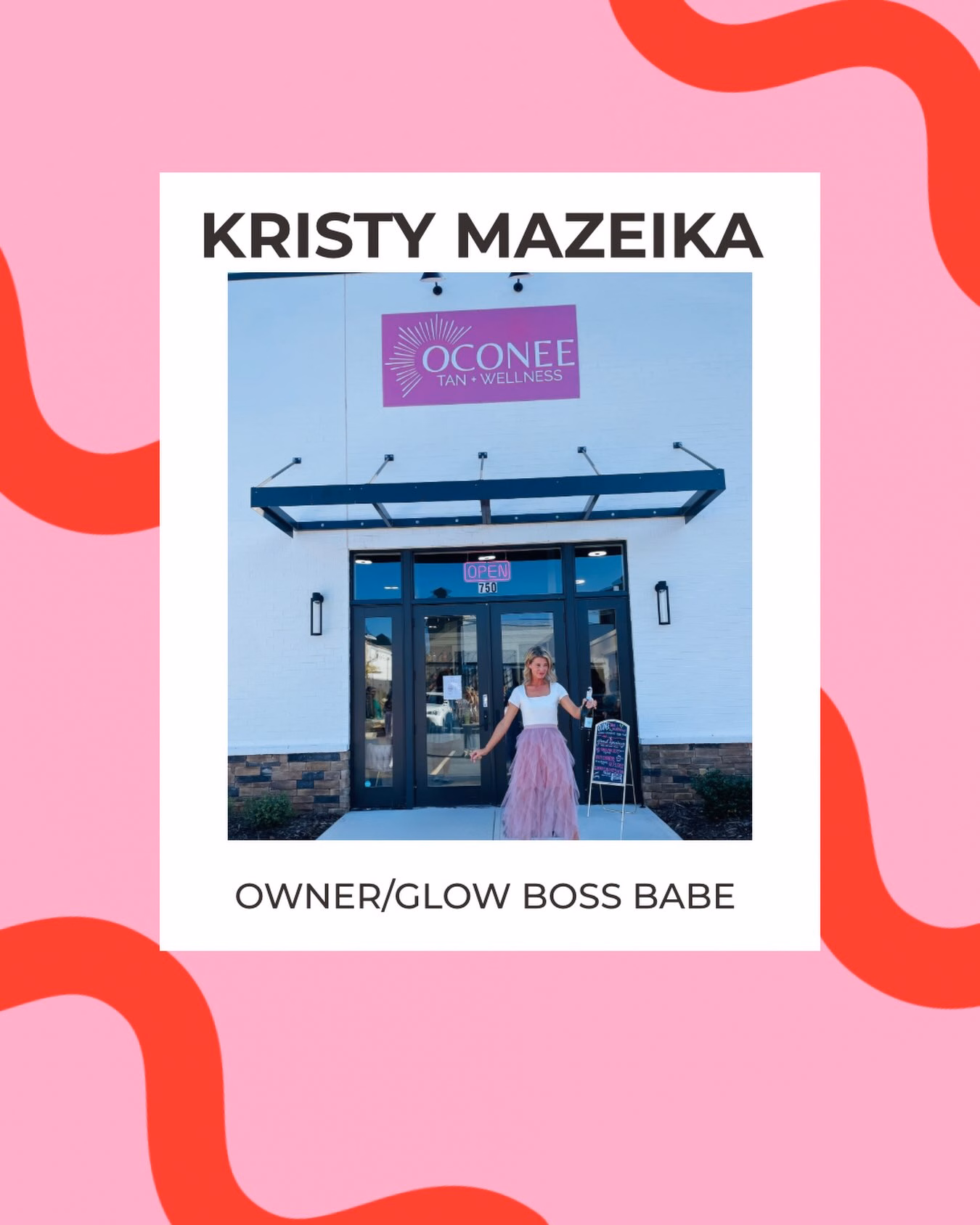 ✨ TAN ATHENS & OCONEE TEAM SPOTLIGHT ✨  💖 Meet Kristy Mazeika!
👑 Position: Owner / Glow Boss Babe  ☀️ What’s your favorite service or product?
This is HARD because I love them all! But I’d have to say spray tans. There’s just something about watching someone walk out feeling confident and glowing. A close second is anything that gives me that post-tan glow! ✨  💕 What’s one fun fact about you that people would never guess?
I’m actually pretty OCD and a total planner! I like things organized, have a million lists going at once, and probably think about work WAY more than I should. 😂📝  🌴 What’s your ultimate “perfect day” outside of work?
A sunny day at the beach with my family, no schedule, no alarm, good food, a little shopping, and a cocktail in my hand. Basically… sunshine, family, and absolutely nowhere I have to be! 🍹☀️